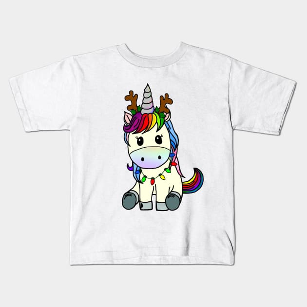 Christmas Unicorn Kids T-Shirt by imphavok